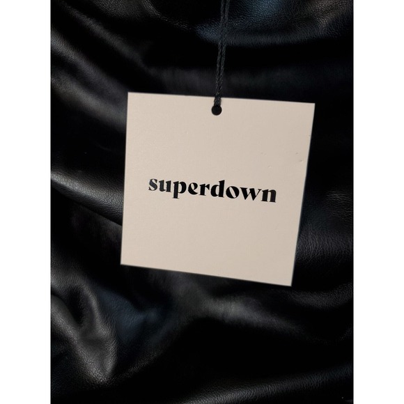 Superdown Tank Top Womens Size XS Black Faux Leather Polyester Off The Shoulder - Picture 6 of 9